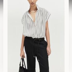 NEW H&M | Cotton Blouse | White‎ Striped | Size XS